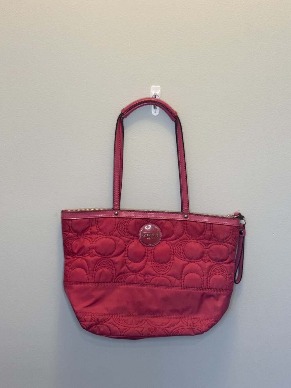 COACH quilted nylon handbag raspberry pink